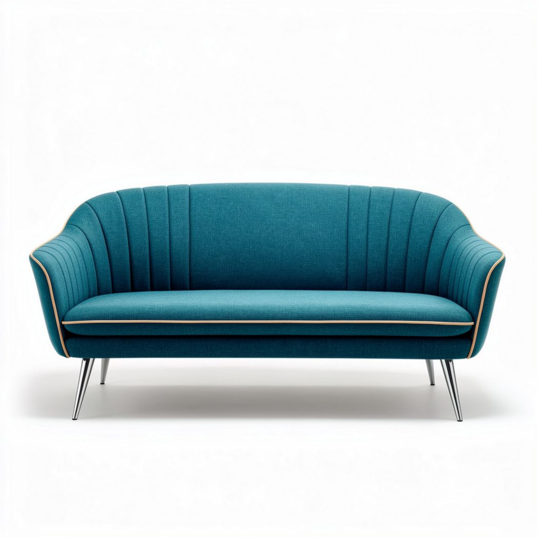 Sofa z tkaniny w kolorze niebieskim 180 x 80 x 75cm na metalowych nóżkach
